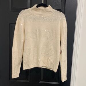 *NWT* Vince Camuto | Cream Sequin Mock Neck Sweater | Sz M